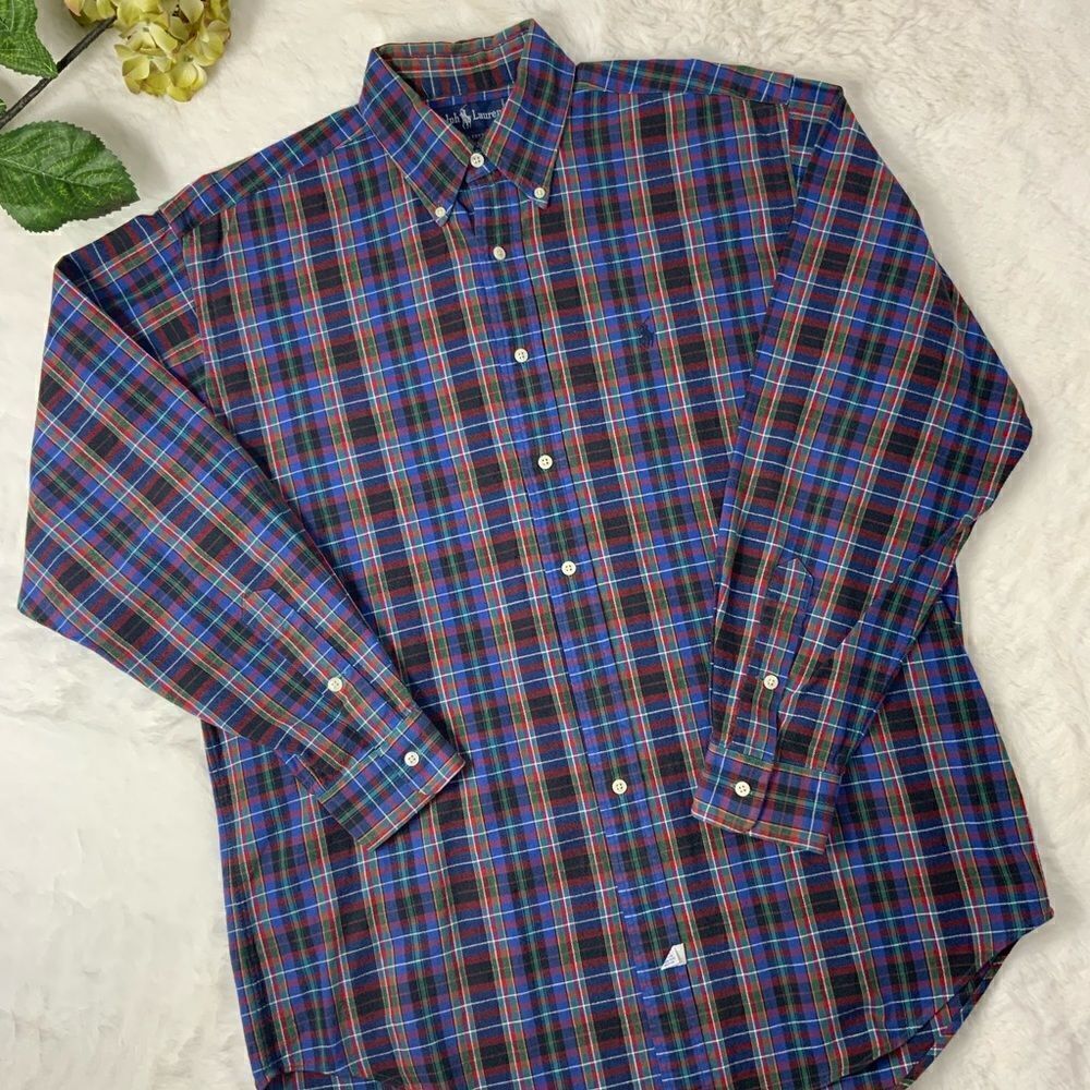 RALPH LAUREN heavy cotton long sleeve plaid shirt